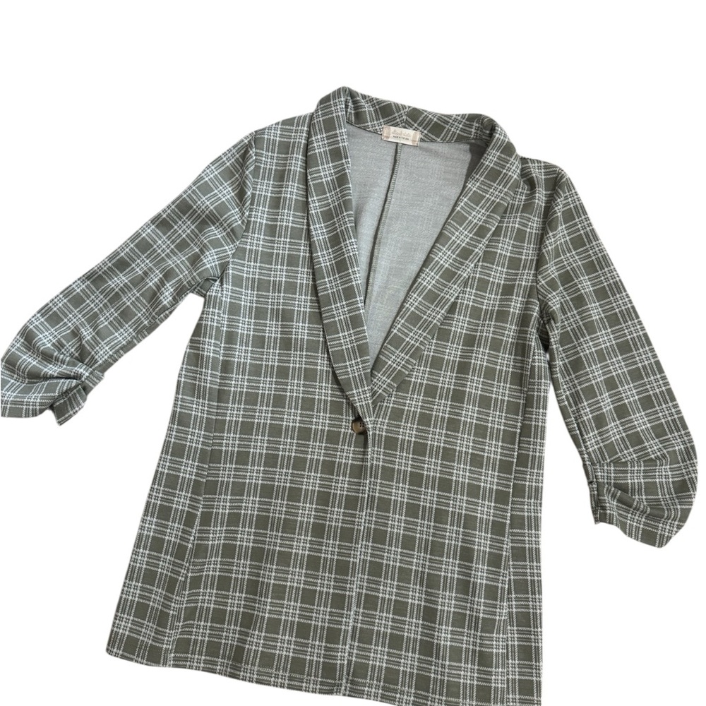 Altar'd State sage Green Plaid Casual Blazer